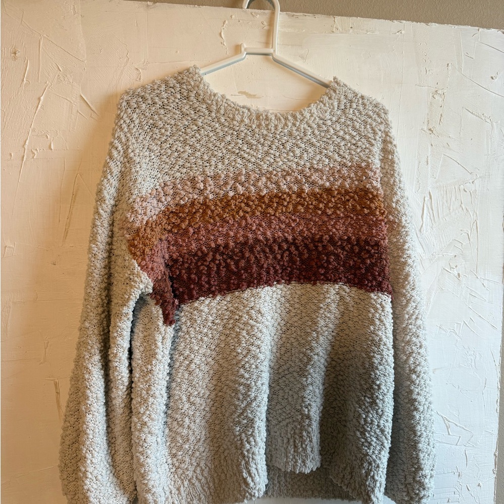 Listicle Textured Sweater in Cream and Brown Tones